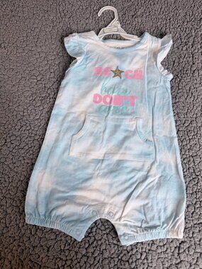 NWT Bloomin' Baby Girls Beach Hair Don't Care Tie-Dye Romper